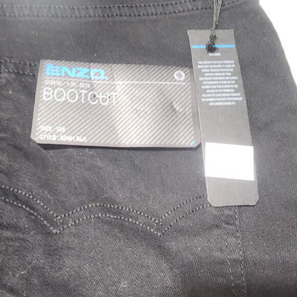 ENZO Bootcut Black Men's Dark Wash Jeans Style 989/UK.83 W34''L40'' - Picture 4 of 6